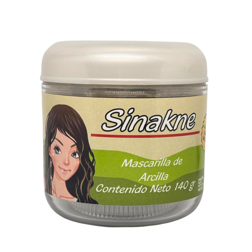 Mascarilla Sinakne - Con Arcilla. Caléndula, Tepezcohuite, Carbón Activado, Manzanilla, Avena, Sello de Oro - 140 gr