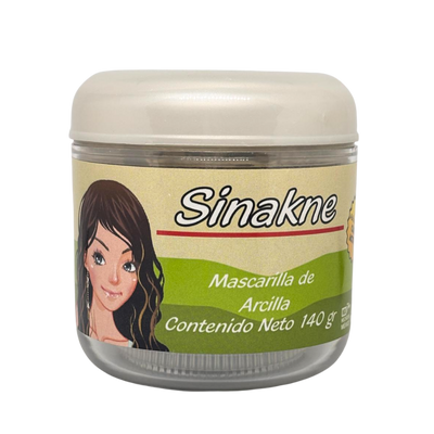 Mascarilla Sinakne - Con Arcilla. Caléndula, Tepezcohuite, Carbón Activado, Manzanilla, Avena, Sello de Oro - 140 gr