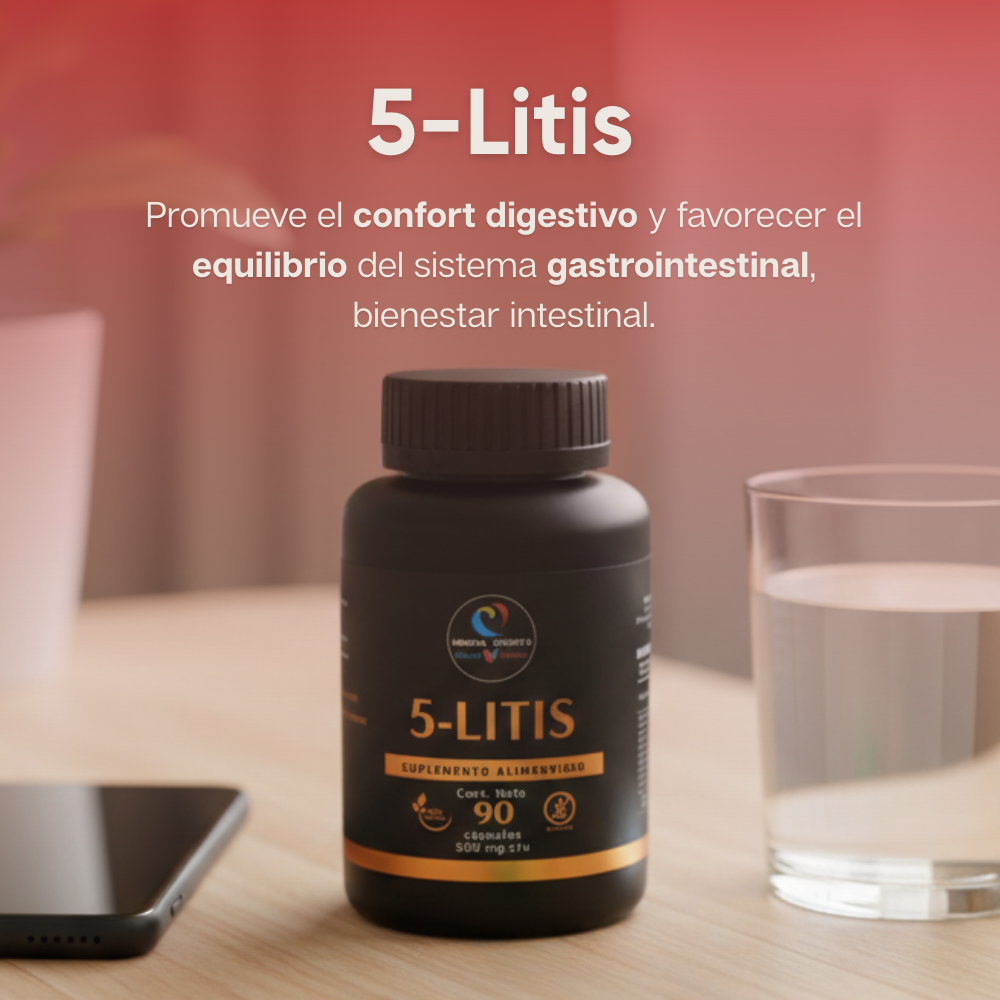 5-Litis - Hojas de Guayabo, Melisa, Regaliz, Jengibre, Milenrama - 90 Cápsulas de 500 mg