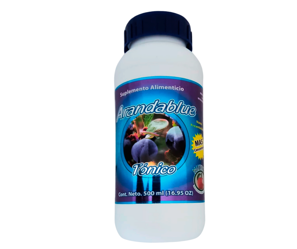 Arandablue - Tónico con Arándano Azul, Jamaica, Semilla de Uva, Trébol Rojo, Vitamina C, Selenio - 500 ml