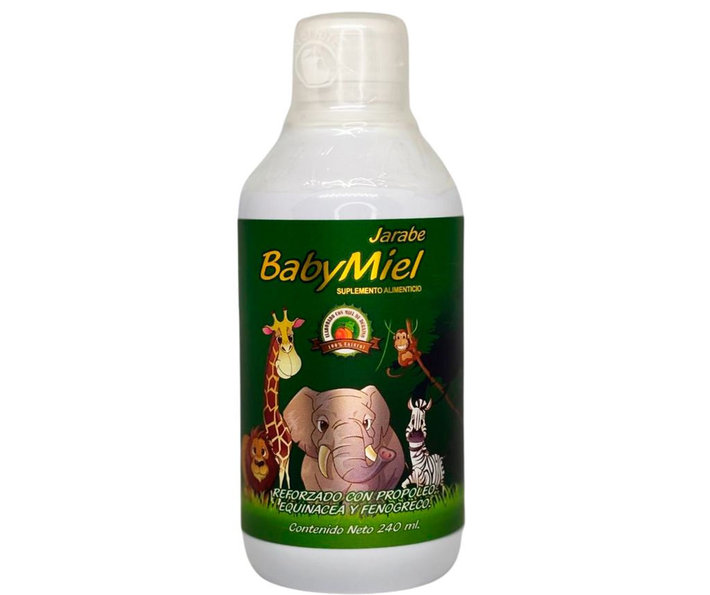 BabyMiel - Jarabe con Miel de Durazno, Propóleo, Equinácea, Fenogreco, Sello de Oro - 240 ml