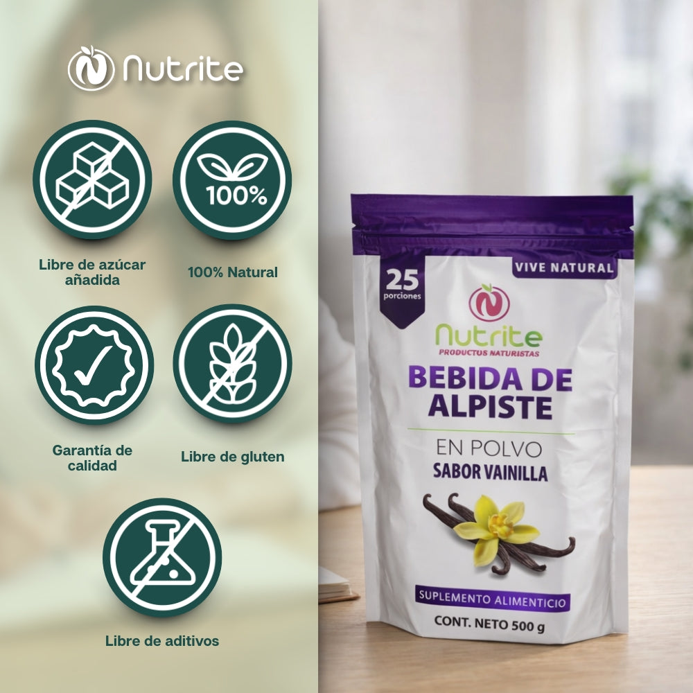 Bebida de Apiste Sabor Vainilla - Alpiste, Cardo Mariano, Diente de León, Canela, Anís Estrella - 500 gr