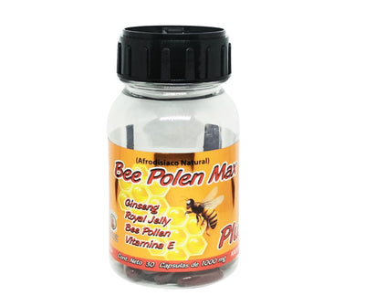 Bee Polen Max - Ginseng, Jalea Real, Polen de Abeja, Vitamina E - 30 Cápsulas de 1000 mg
