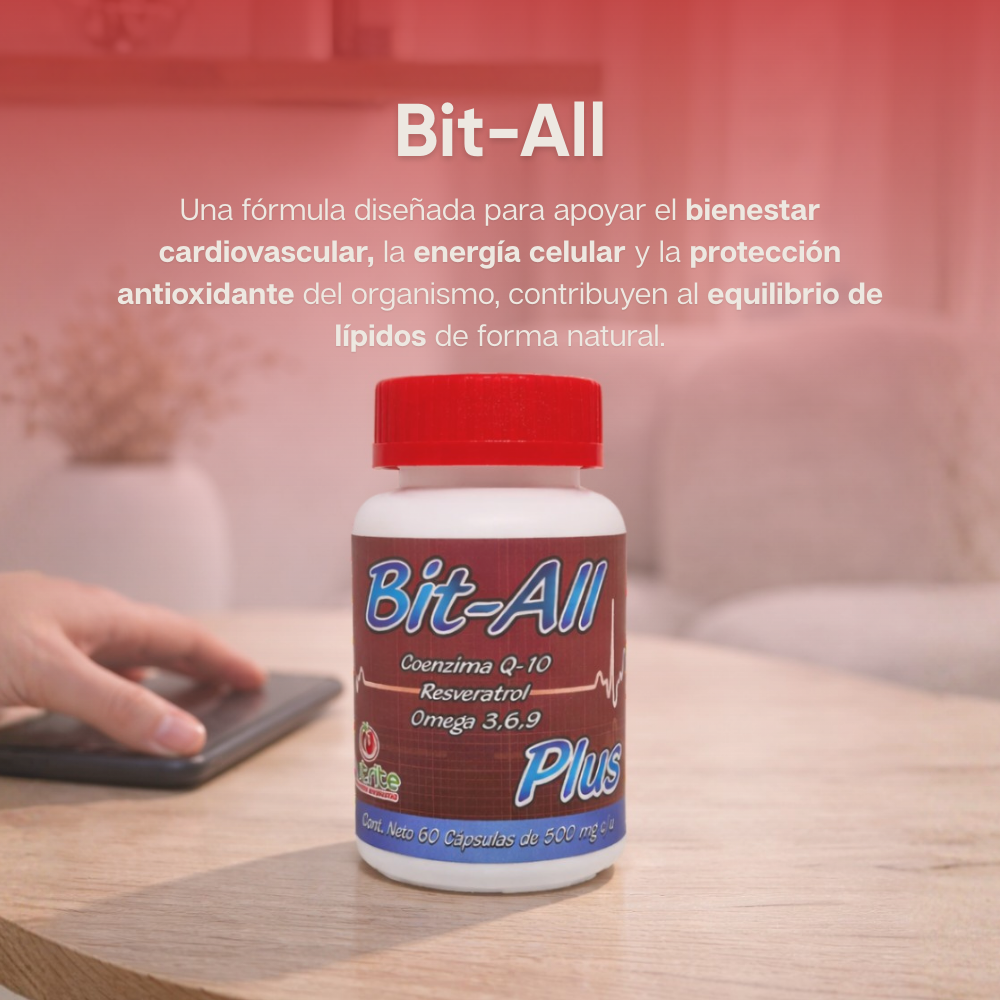 Bit-All - Coenzima Q 10, Resveratrol, Granada, Omega 3, Omega 6, Omega 9 - 60 Cápsulas de 500 mg