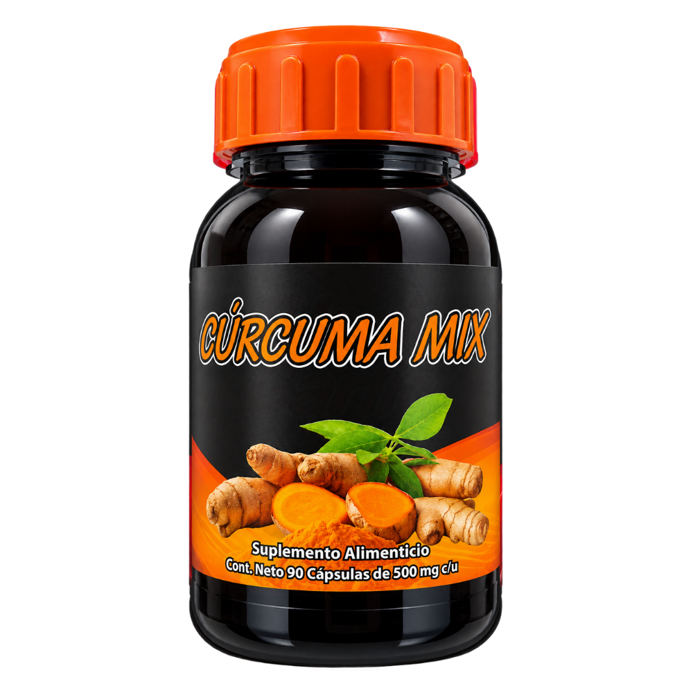 Cúrcuma Mix - Cúrcuma, Pimienta Negra, Vitamina C, Zinc - 90 Cápsulas de 500 mg