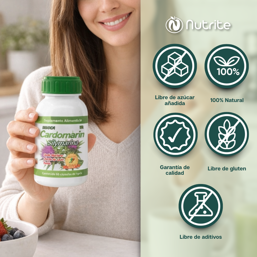 Cardomarin - Cardo Mariano, Boldo, Diente de León, Alcachofa, Prodigiosa - 60 cápsulas de 1000 mg