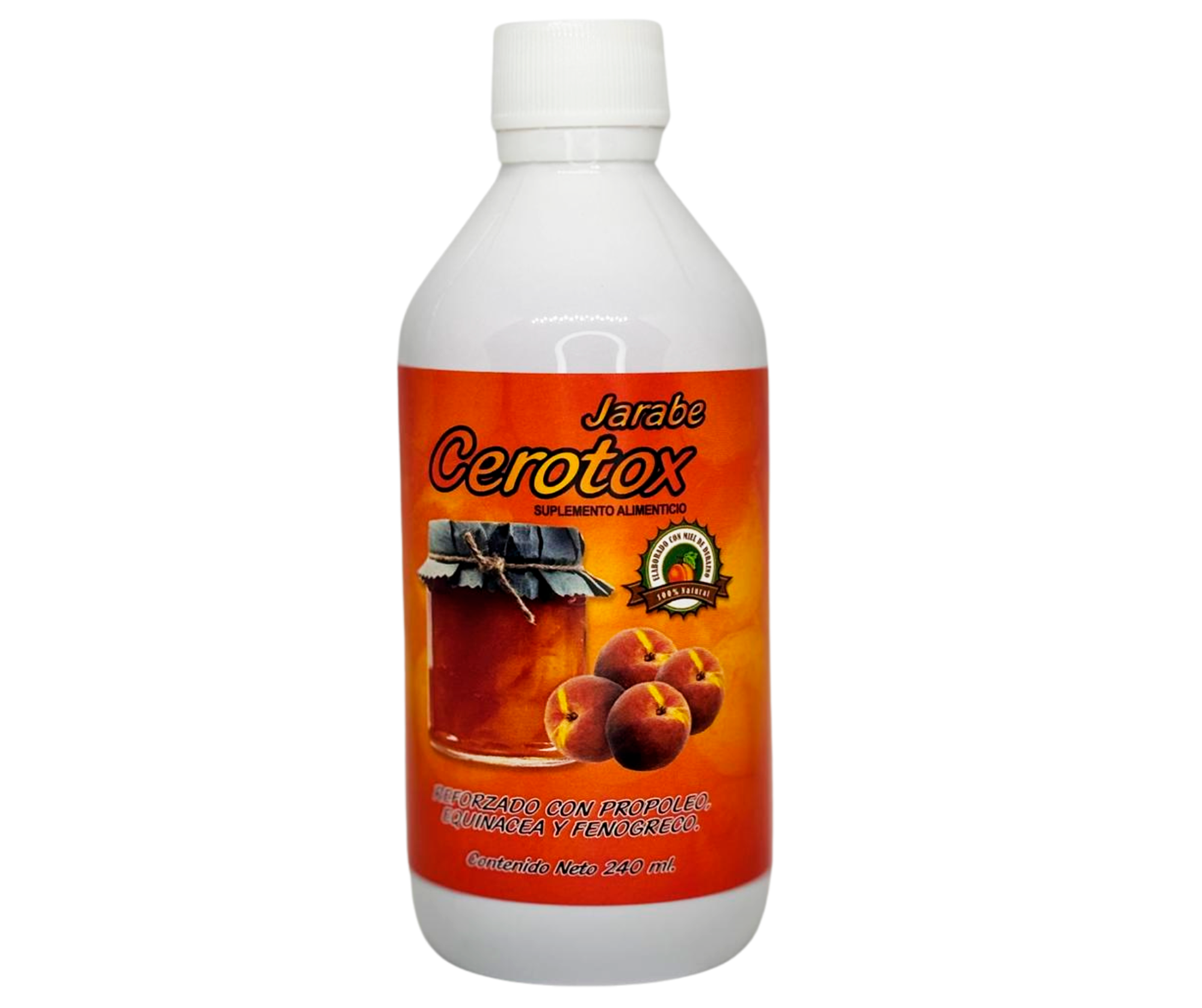 Jarabe con Miel de Durazno, Propóleo, Orégano, Guaje Cirial, Gordolobo - 240 ml