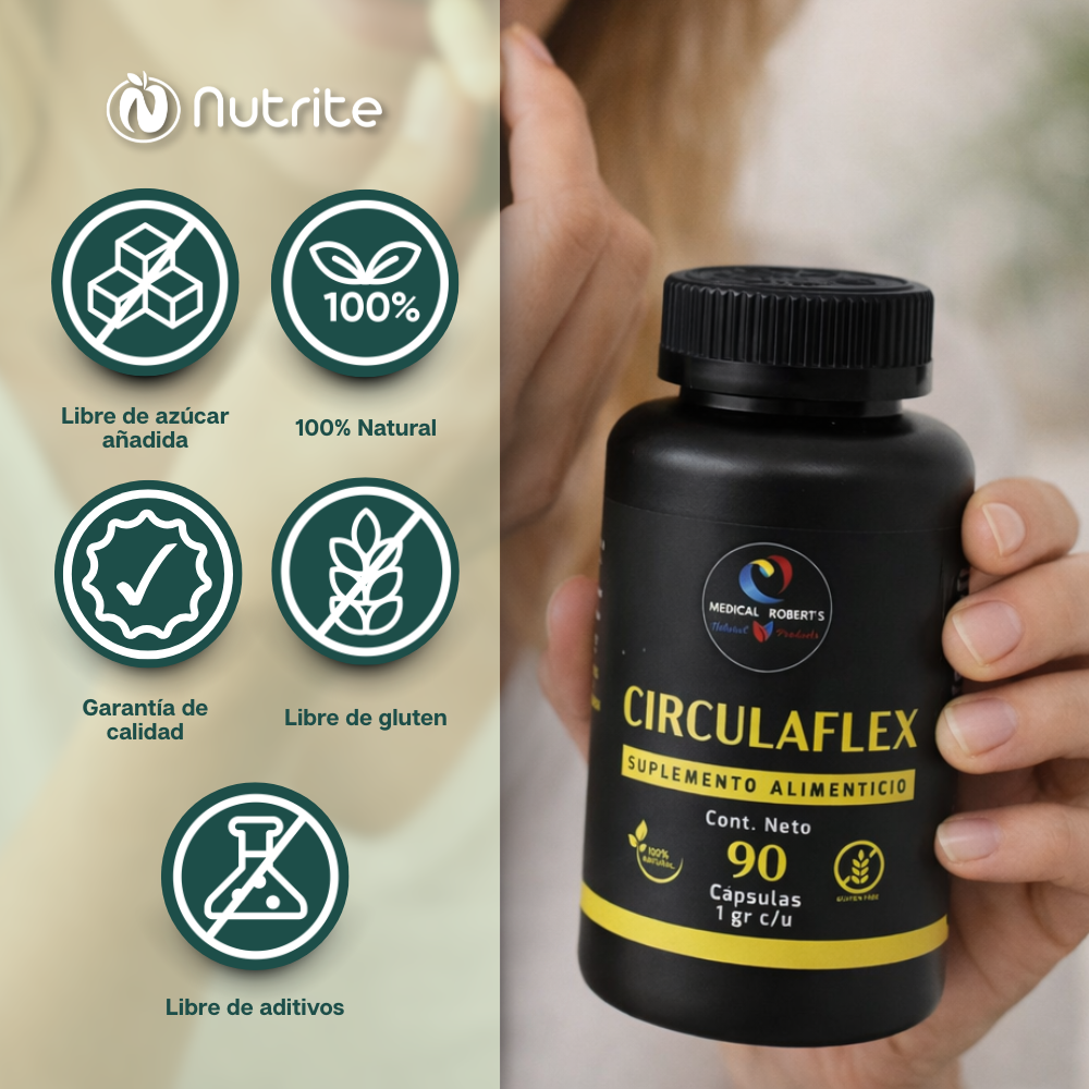 Circulaflex- Castaño de Indias, Ajo Negro, Jengibre, Vid Roja, Ginkgo Biloba, L-Arginina - 90 Cápsulas de 1000 mg