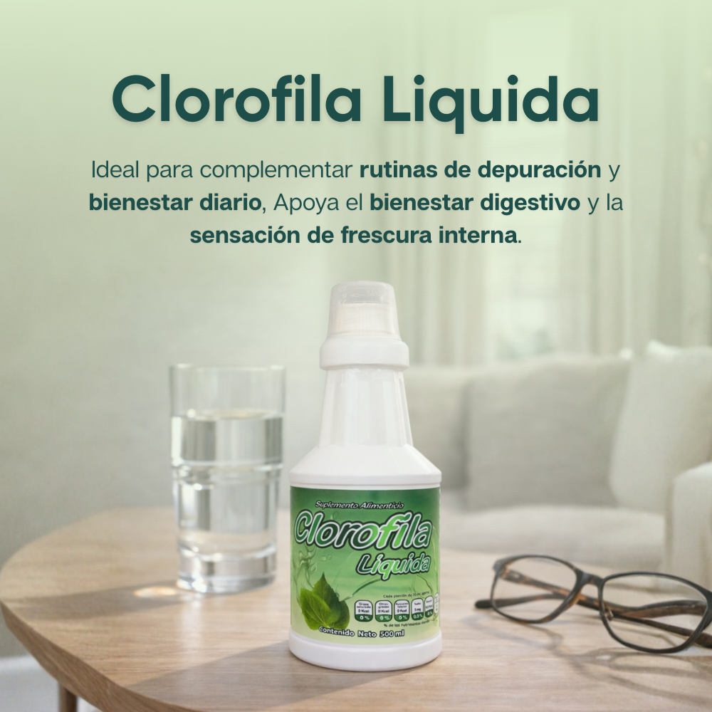 Clorofila Liquida, Menta, Hierbabuena, Agua Bidestilada - 500 ml