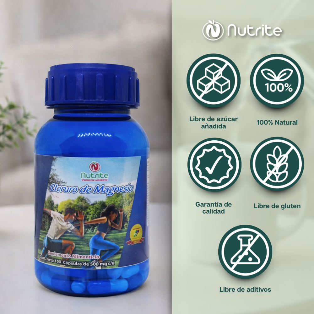 Cloruro de Magnesio, Vitamina C, Vitamina D, Calcio - Cápsulas de 500 mg