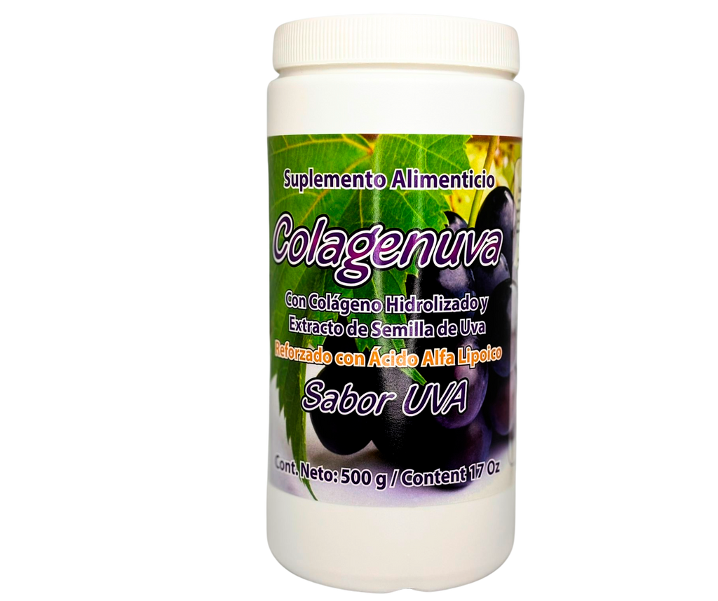 Colagenuva - Colágeno Hidrolizado, Ácido Alfa Lípoico, Semilla de Uva, Vitamina C - Polvo 500 gr