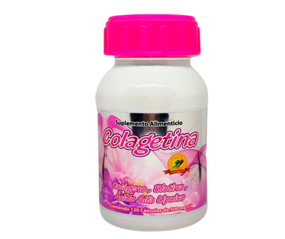 Colágeno Hidrolizado, Biotina, Ácido Alfa Lipoico, Keratina - 120 cápsulas 500 mg - Colagetina