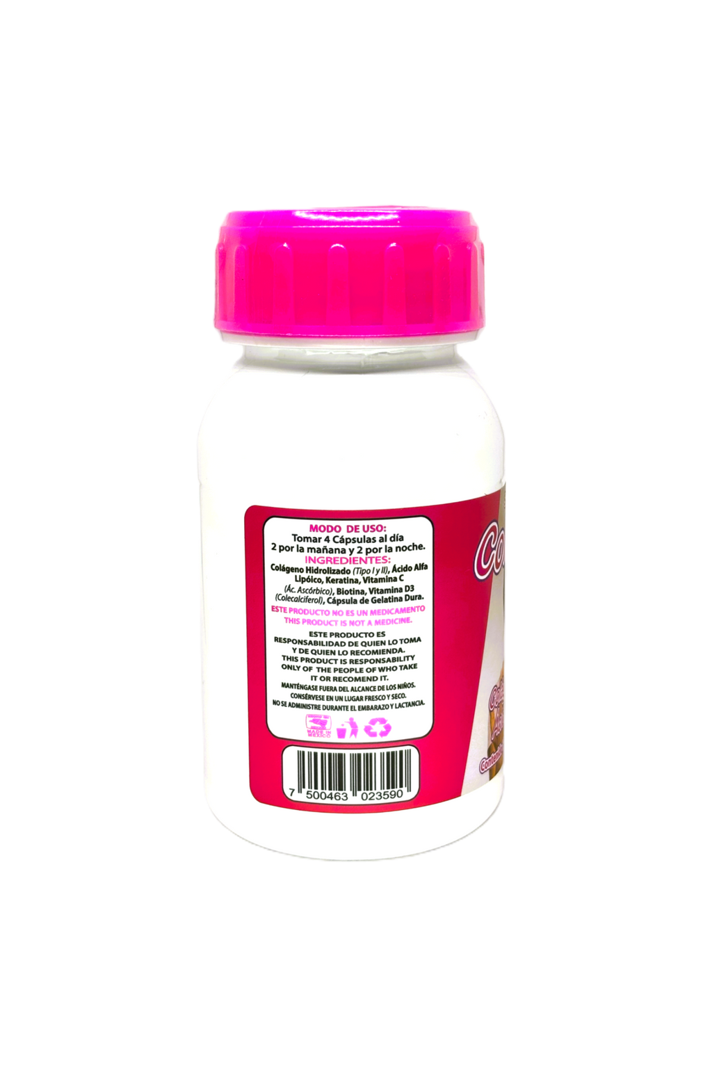 Colagetina - Colágeno Hidrolizado, Biotina, Ácido Alfa Lipoico, Keratina - 120 cápsulas 500 mg