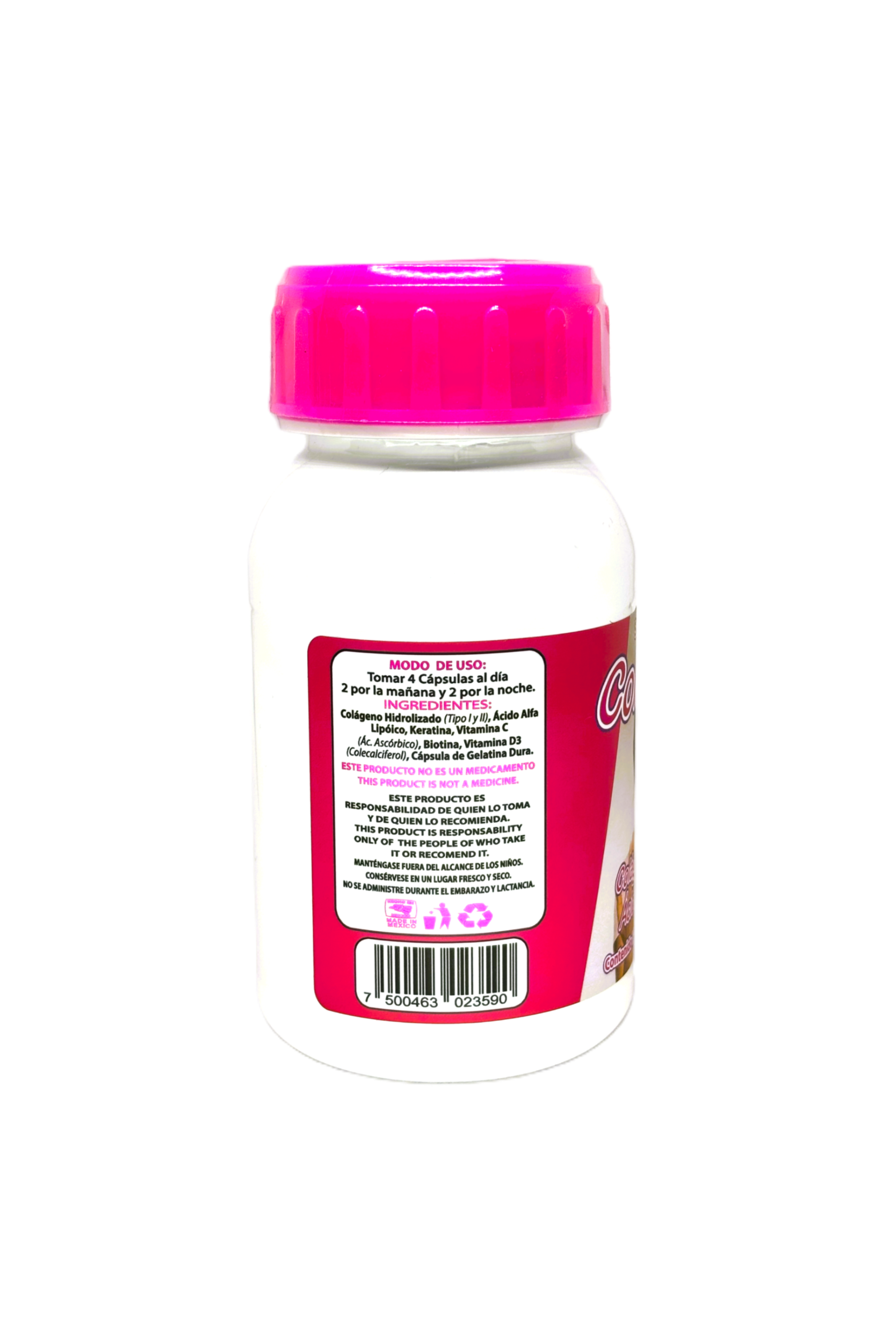 Colagetina - Colágeno Hidrolizado, Biotina, Ácido Alfa Lipoico, Keratina - 120 cápsulas 500 mg