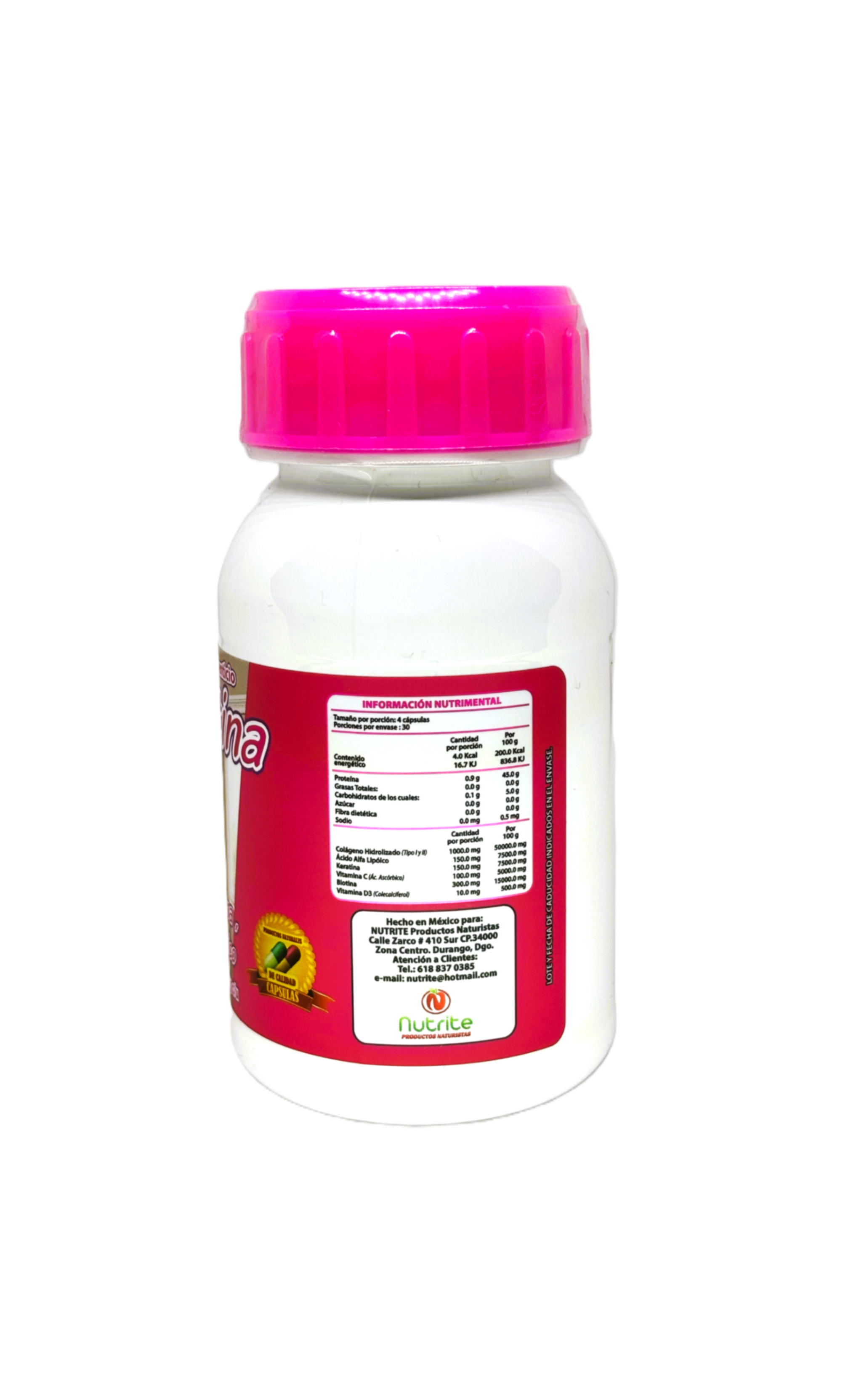 Colagetina - Colágeno Hidrolizado, Biotina, Ácido Alfa Lipoico, Keratina - 120 cápsulas 500 mg