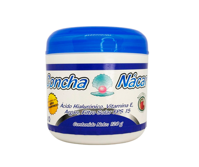 Crema con Concha Nácar, Vitamina E, Vitamina C, Aceite de Argán, Ácido Hialuronato y FPS 15 - 120 gr