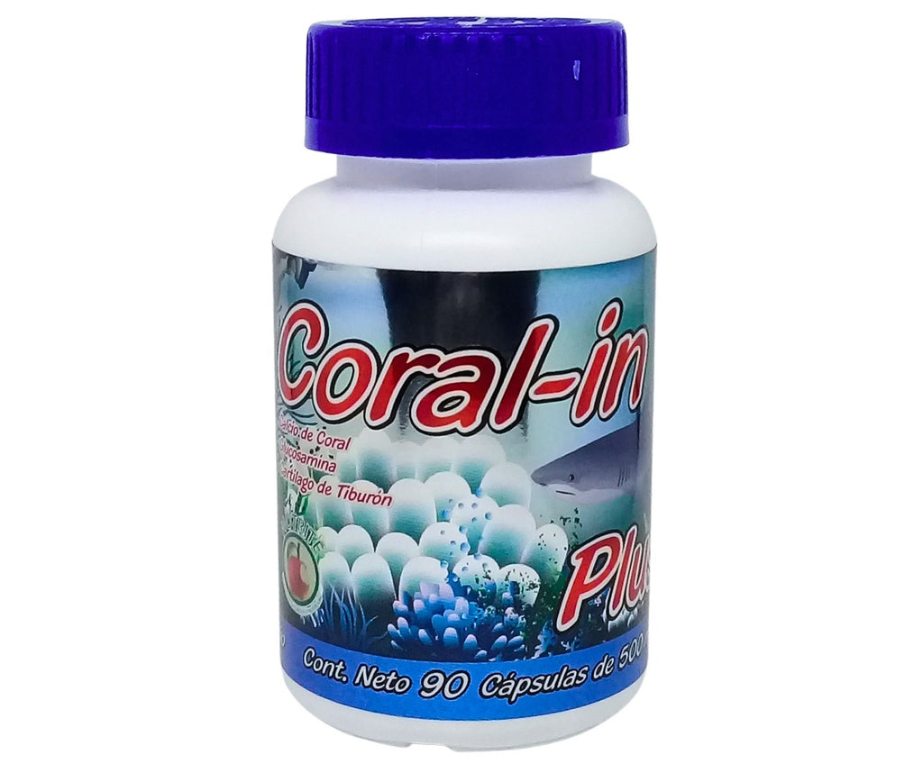 Coral-in - Calcio de Coral, Glucosamina, Vitaminas y Minerales - 90 cápsulas de 500 mg