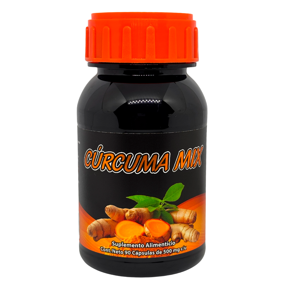 Cúrcuma Mix - Cúrcuma, Pimienta Negra, Vitamina C, Zinc - 90 Cápsulas de 500 mg