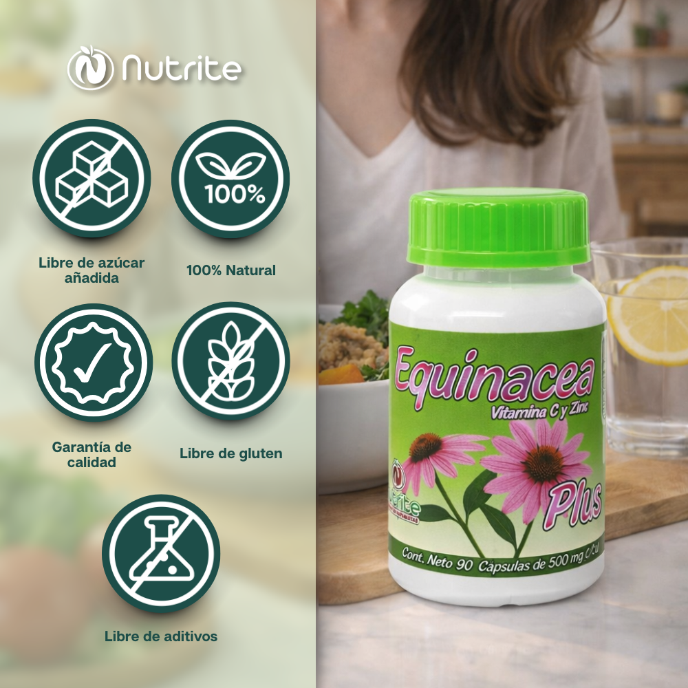 Equinácea, Sello de Oro, Vitamina C, Zinc - 90 Cápsulas de 500 mg