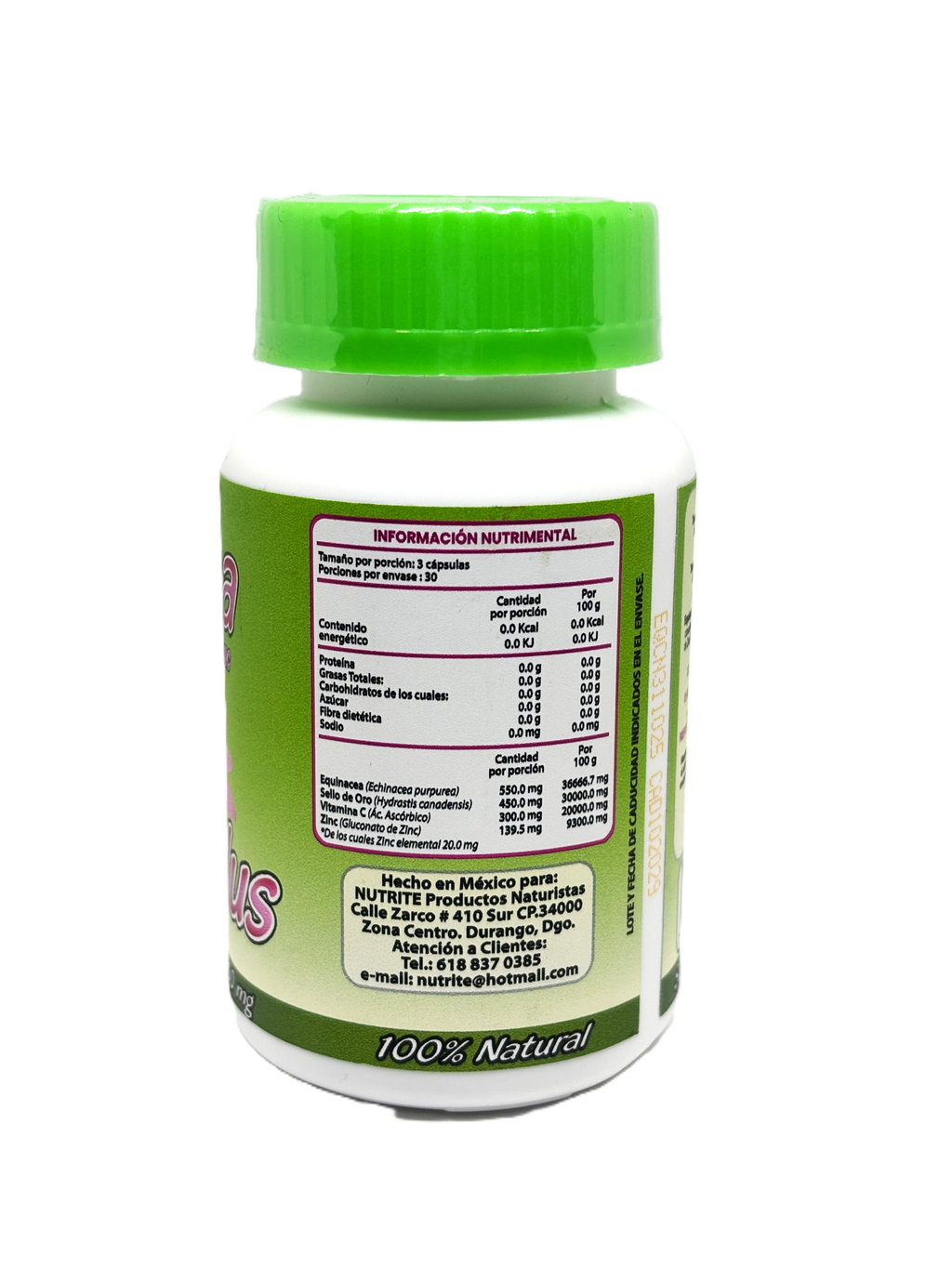 Equinácea, Sello de Oro, Vitamina C, Zinc - 90 Cápsulas de 500 mg