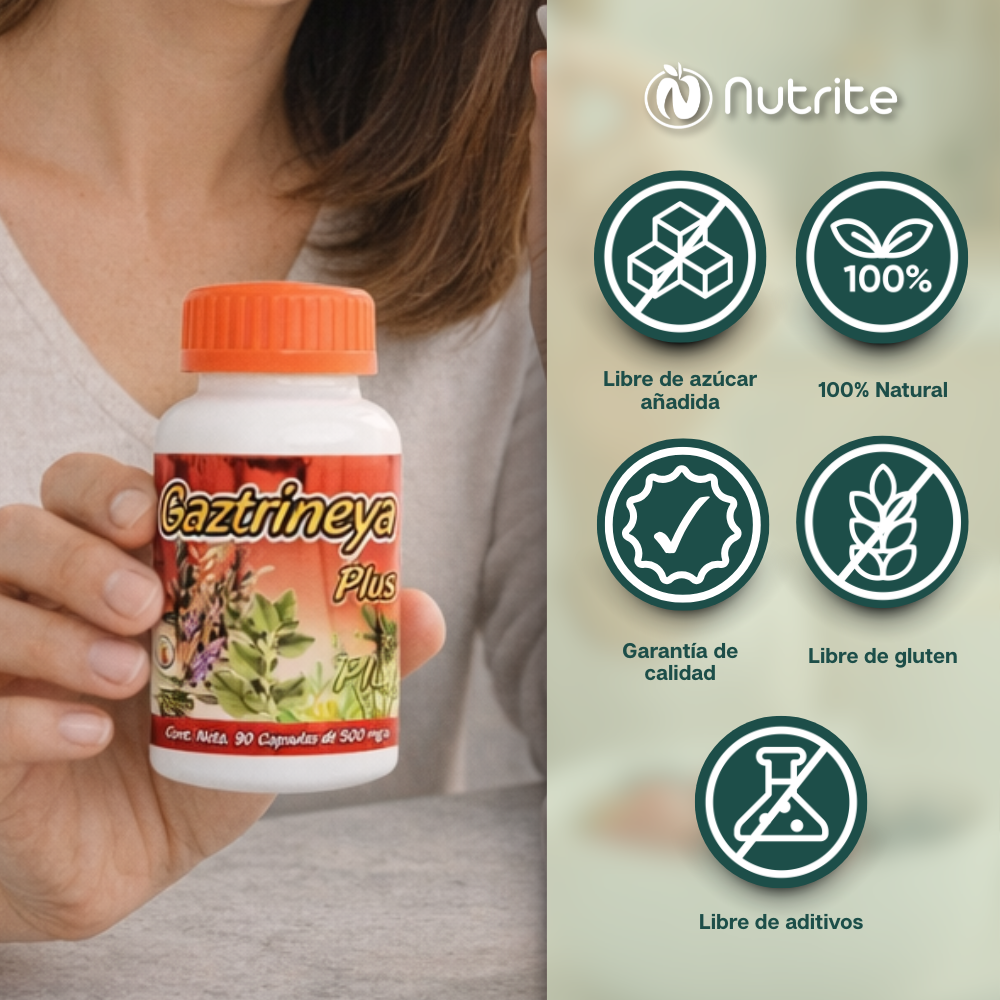Gaztrineya - Cuachalalate, Regaliz, Hinojo, Menta Blanca, Angelica, Fenogreco - 90 Cápsulas de 500 mg