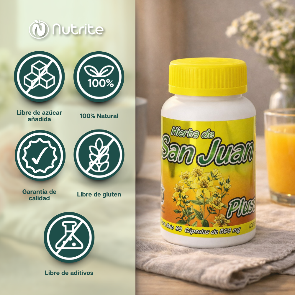 Hierba de San Juan, Toronjil, Pasiflora - 90 Cápsulas de 500 mg