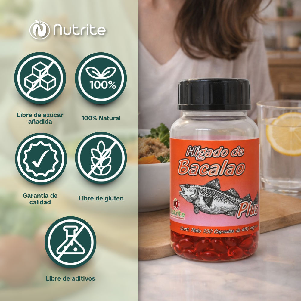 Hígado de Bacalao - 100 Cápsulas de 450 mg