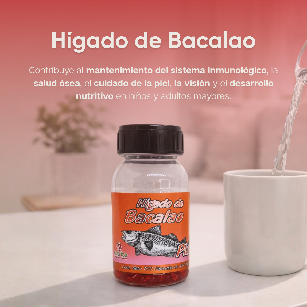 Hígado de Bacalao - 100 Cápsulas de 450 mg