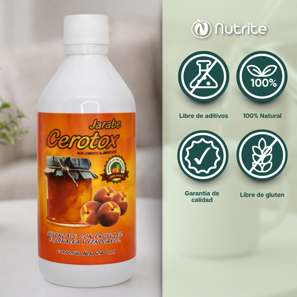 Cerotox - Jarabe con Miel de Durazno, Propóleo, Orégano, Guaje Cirial, Gordolobo - 240 ml