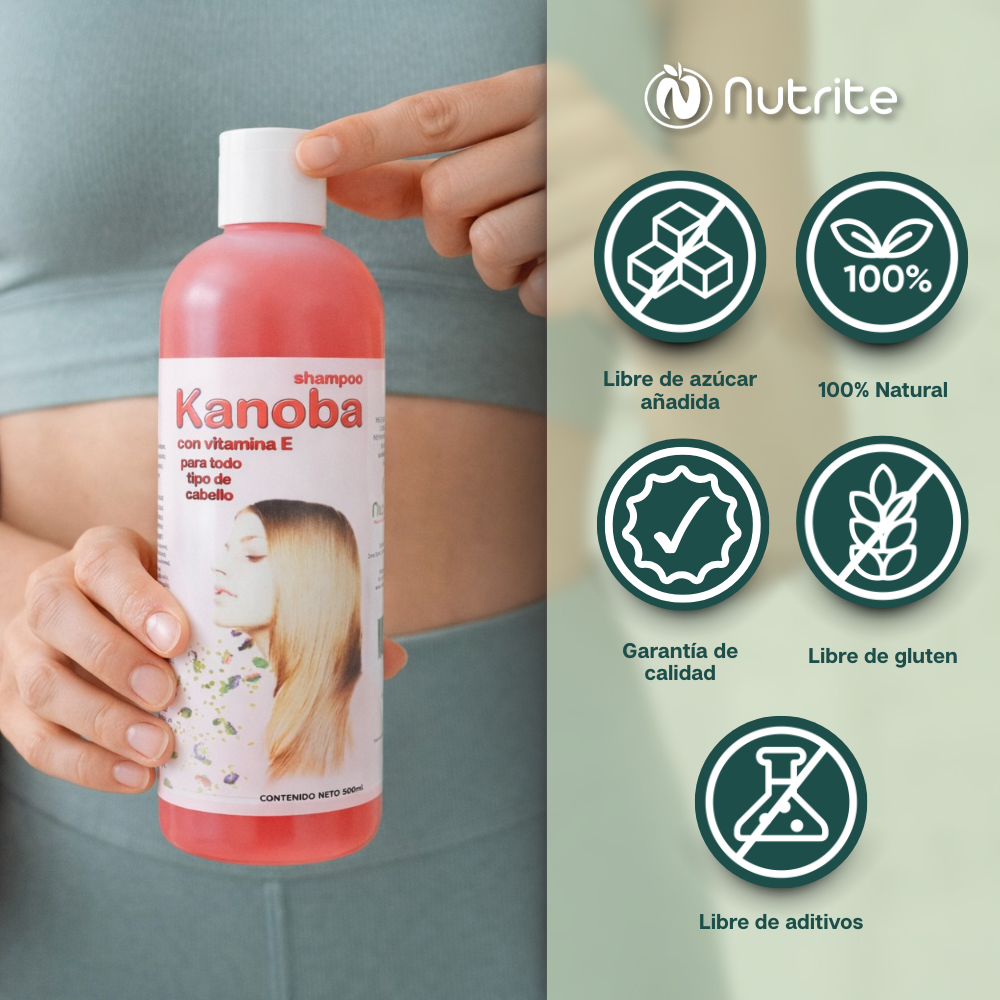 Kanoba - Shampoo con Amole, Romero, Caléndula, Espinosilla, Cacahuananche, Vitamina E - 500 ml