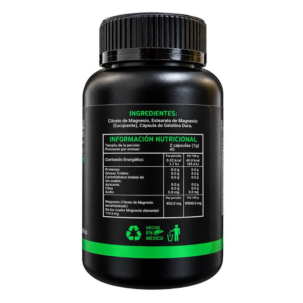 Mega Citrato de Magnesio - 90 cápsulas de 500 mg