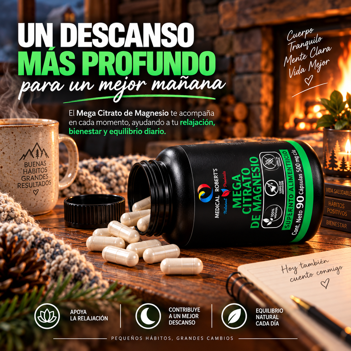 Mega Citrato de Magnesio - 90 cápsulas de 500 mg