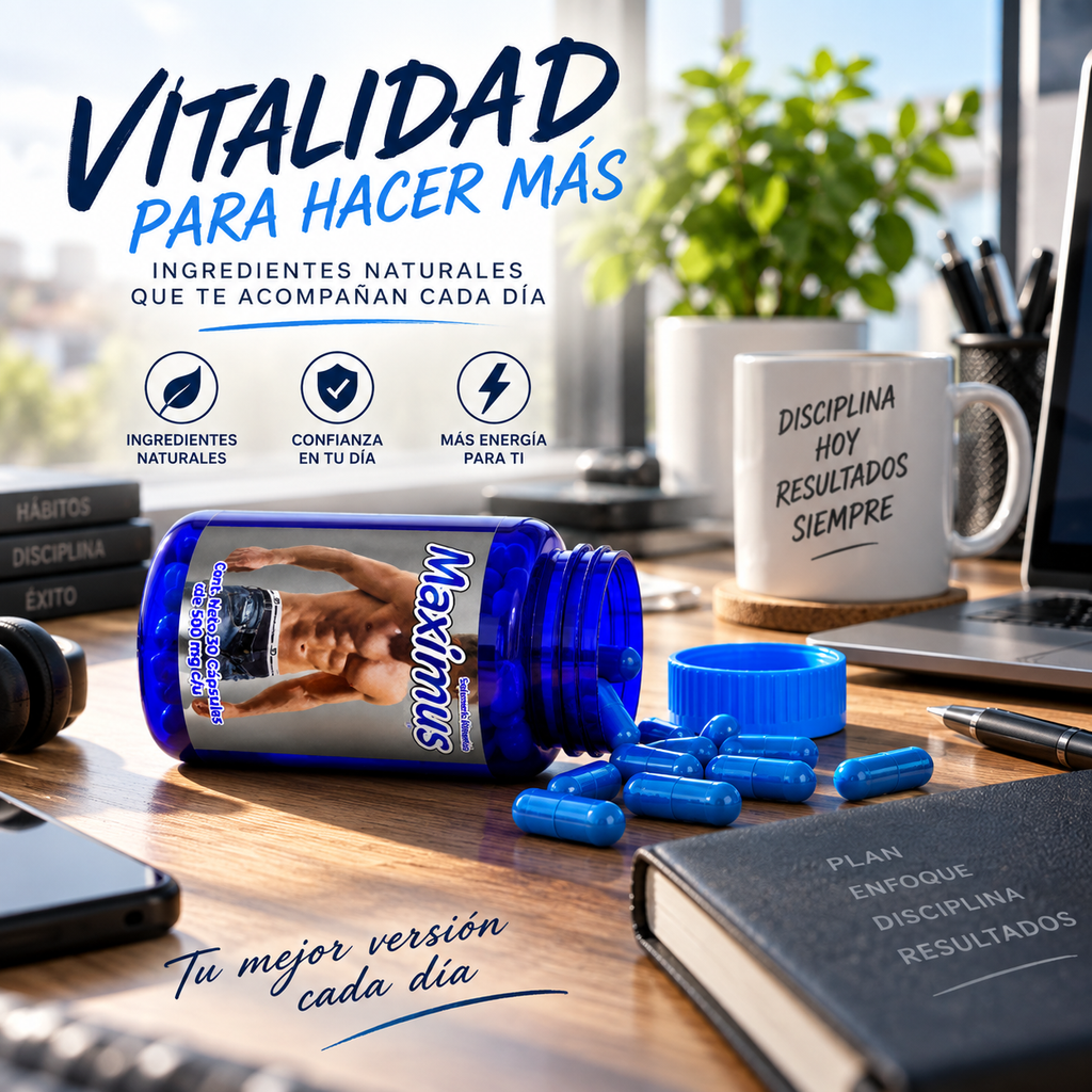 Maximus - Maca, Ginseng Panax, Zarzaparrilla, Damiana, Ostión - 30 cápsulas de 500 mg