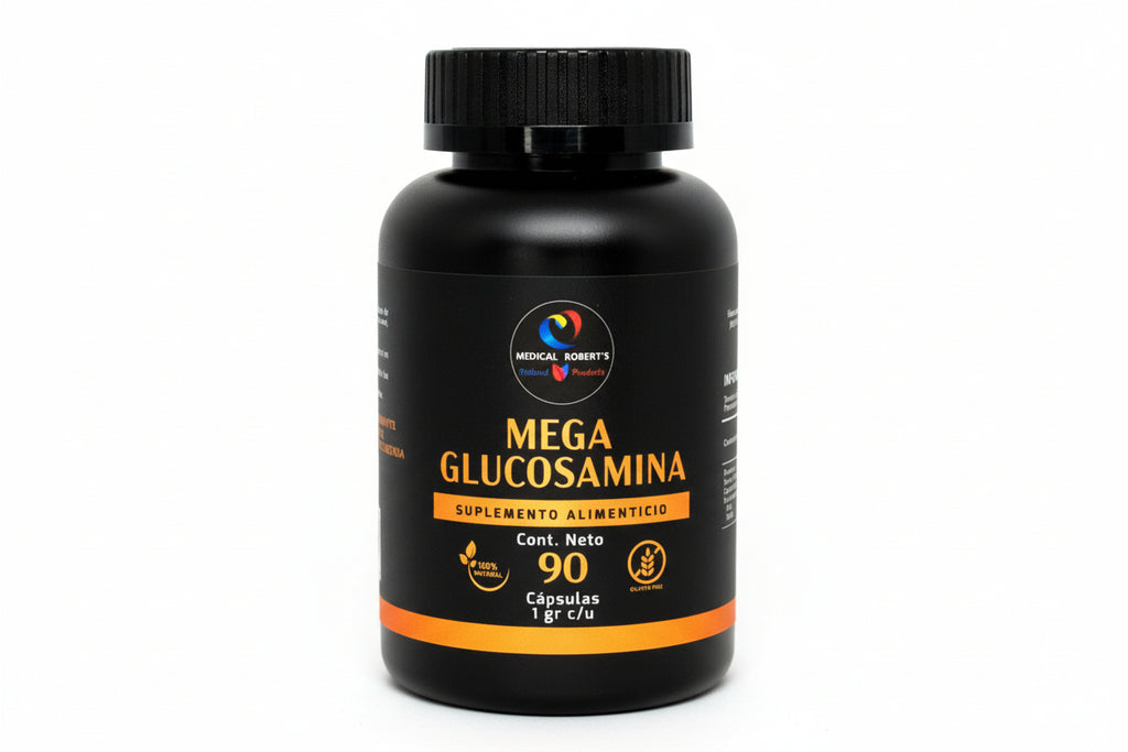 Mega Glucosamina - Glucosamina, Condroitina Sulfato, Metilsulfonilmetano (MSM), Gluconato de Magnesio - 90 cápsulas de 1000 mg