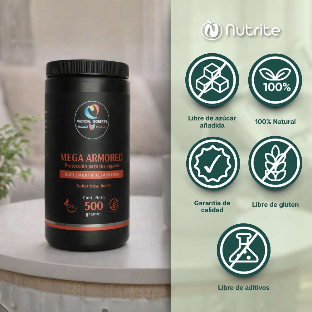 Mega Armored - Polvo con Citrato de Magnesio, Citrato de Potasio, Selenio, Biotina, Colágeno Hidrolizado, Zinc - 500 gr