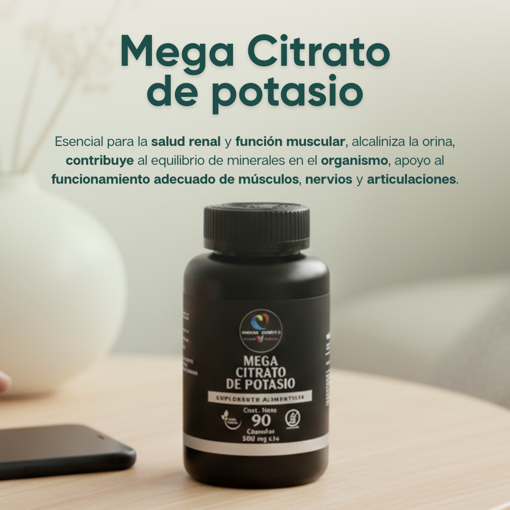 Mega Citrato de Potasio - 90 cápsulas de 500 mg