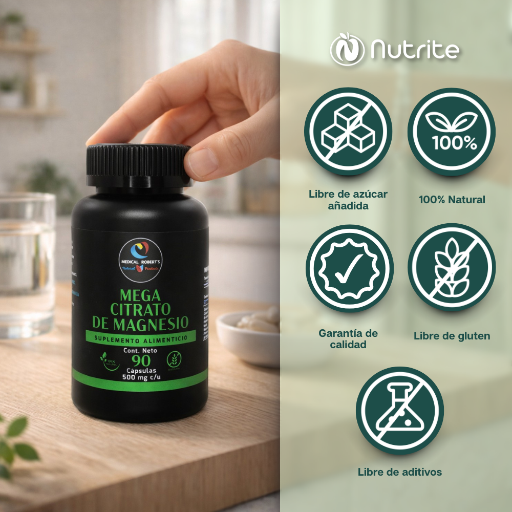 Mega Citrato de Magnesio - 90 cápsulas de 500 mg