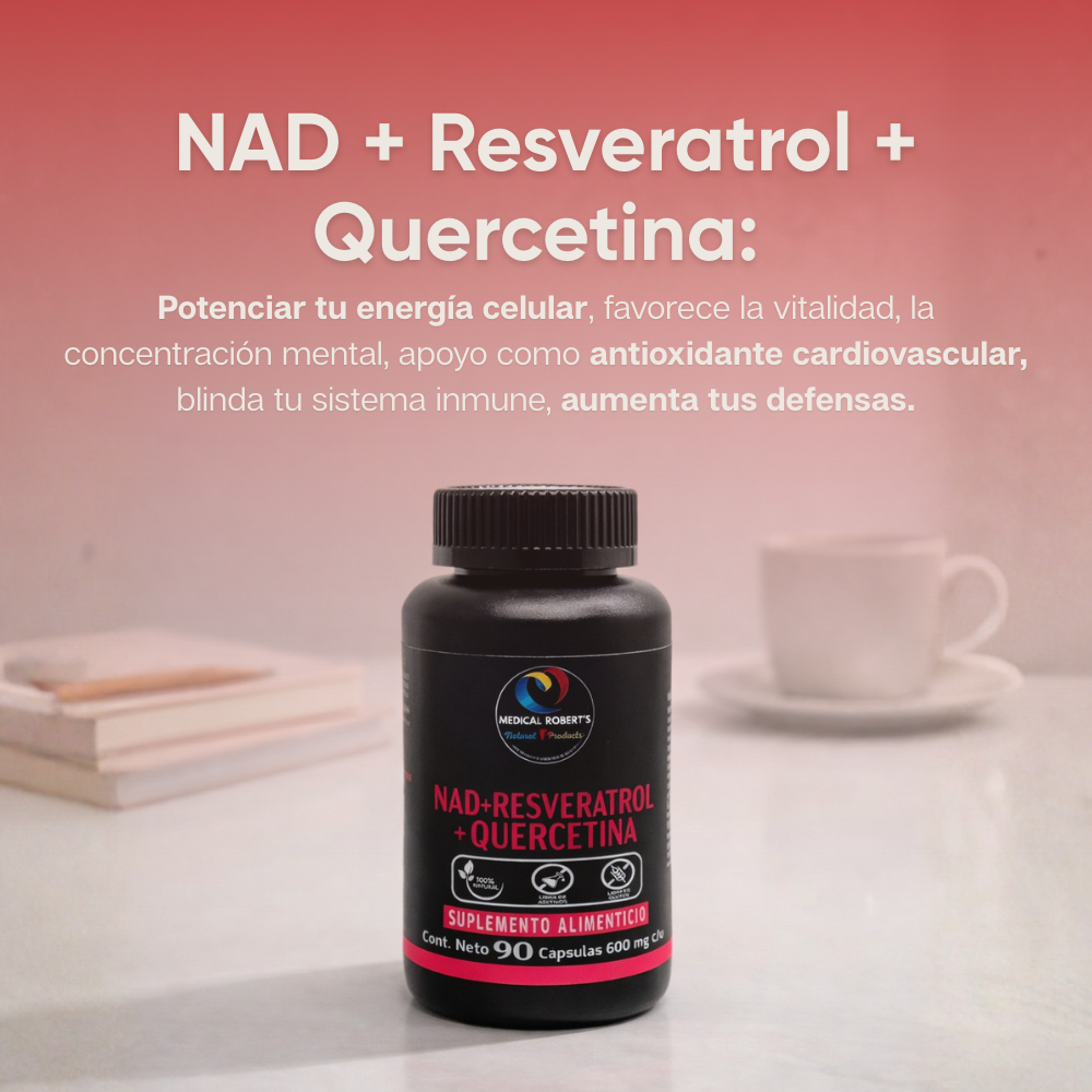 NAD + Resveratrol + Quercetina - 90 Cápsulas de 600 mg