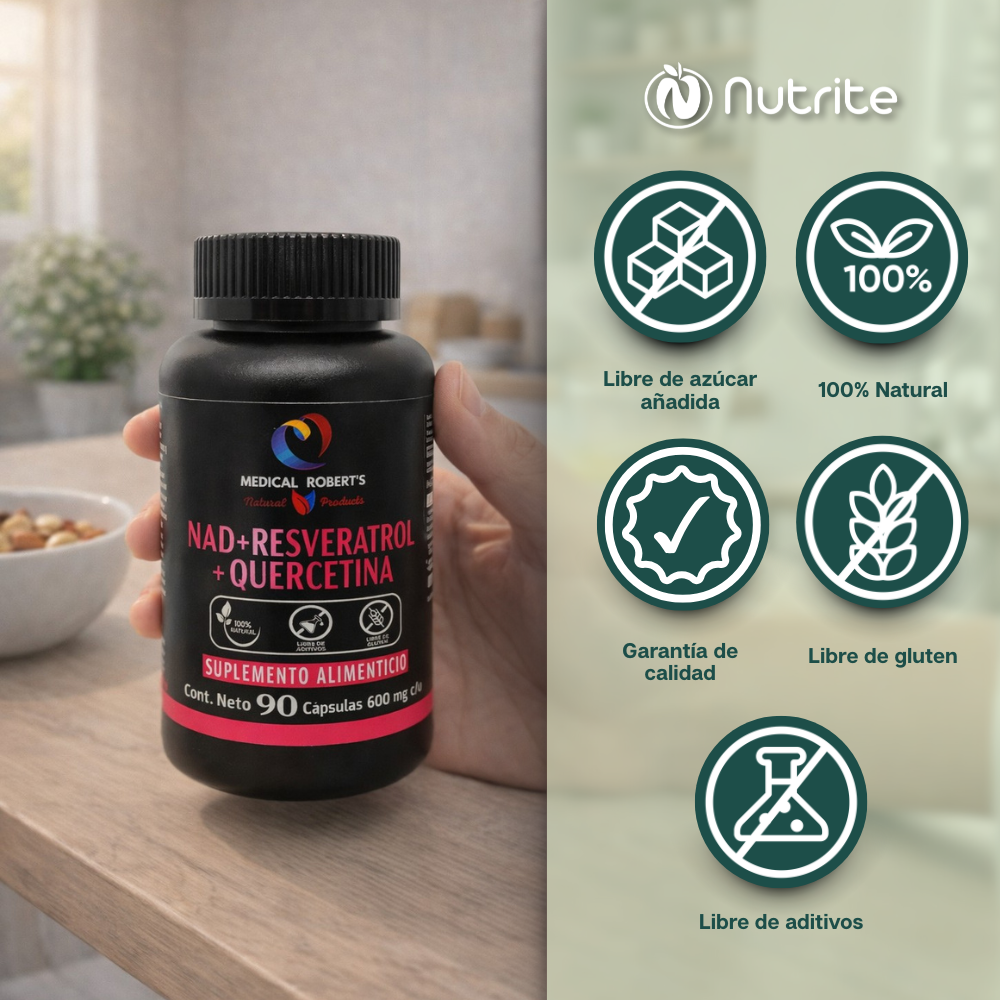 NAD + Resveratrol + Quercetina - 90 Cápsulas de 600 mg