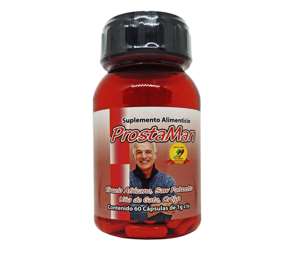 ProstaMan - Saw Palmeto, Uña de Gato, Ortiga, Cola de Caballo, Zinc - 60 cápsulas de 1000 mg