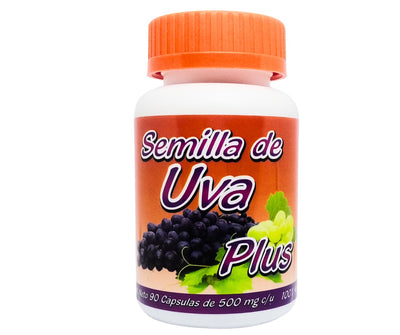 Semilla de Uva, Pétalos de Rosa, Vitamina C, Magnesio, Calcio - 90 Cápsulas de 500 mg