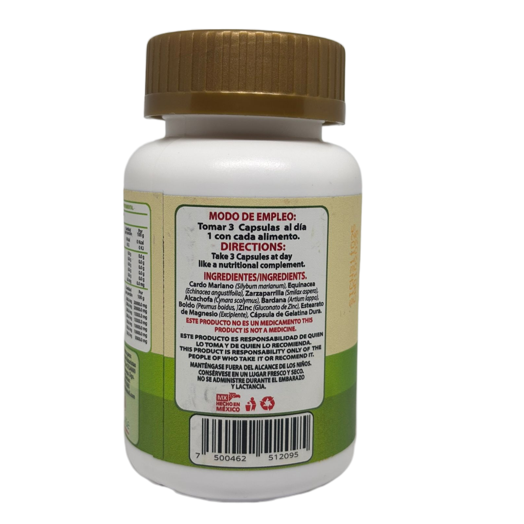 Sinakne Plus - Cardo Mariano, Alcachofa, Bardana, Zarzaparrilla, Zinc - 90 cápsulas de 500 mg