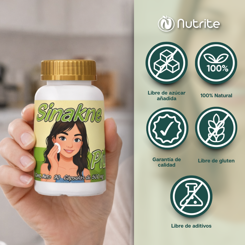 Sinakne Plus - Cardo Mariano, Alcachofa, Bardana, Zarzaparrilla, Zinc - 90 cápsulas de 500 mg