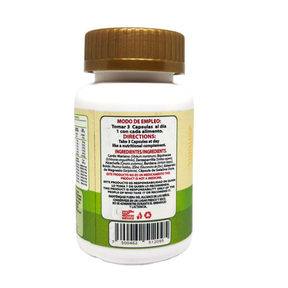 Sinakne Plus - Cardo Mariano, Alcachofa, Bardana, Zarzaparrilla, Zinc - 90 cápsulas de 500 mg