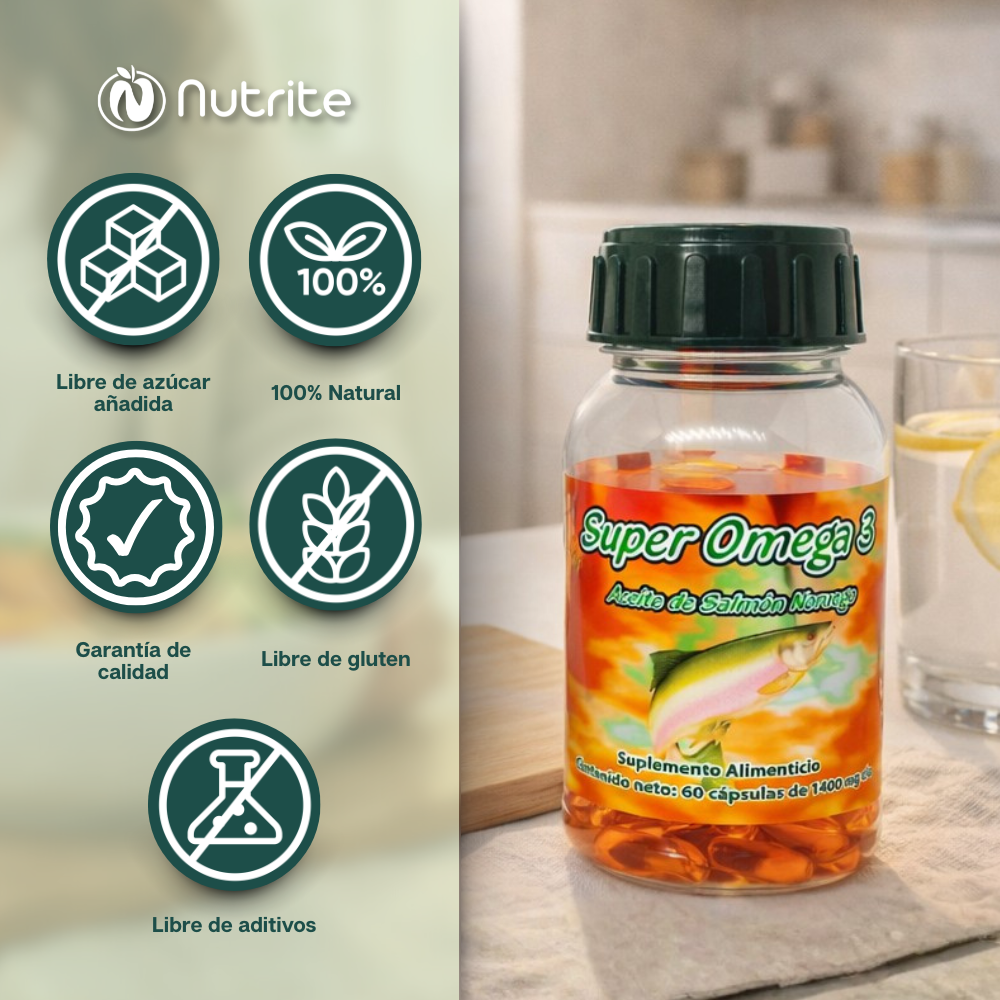 Súper Omega - Omega 3 Salmon Noruego - 60 Cápsulas de 1400 mg