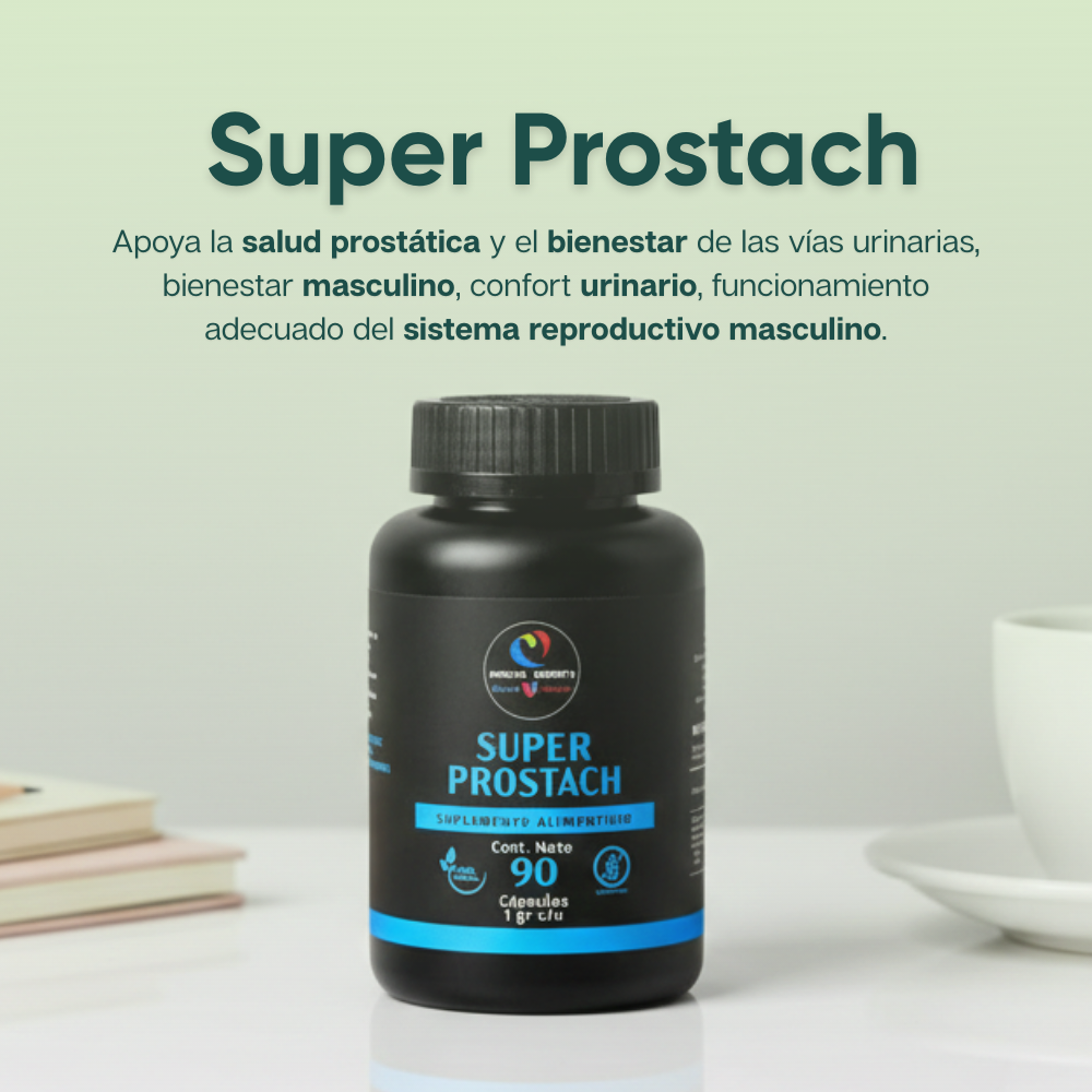 Súper Prostach - Licopeno, Semilla de Calabaza, Ciruelo Africano, Saw Palmeto, Beta-Sitosterol - 90 cápsulas de 1000 mg