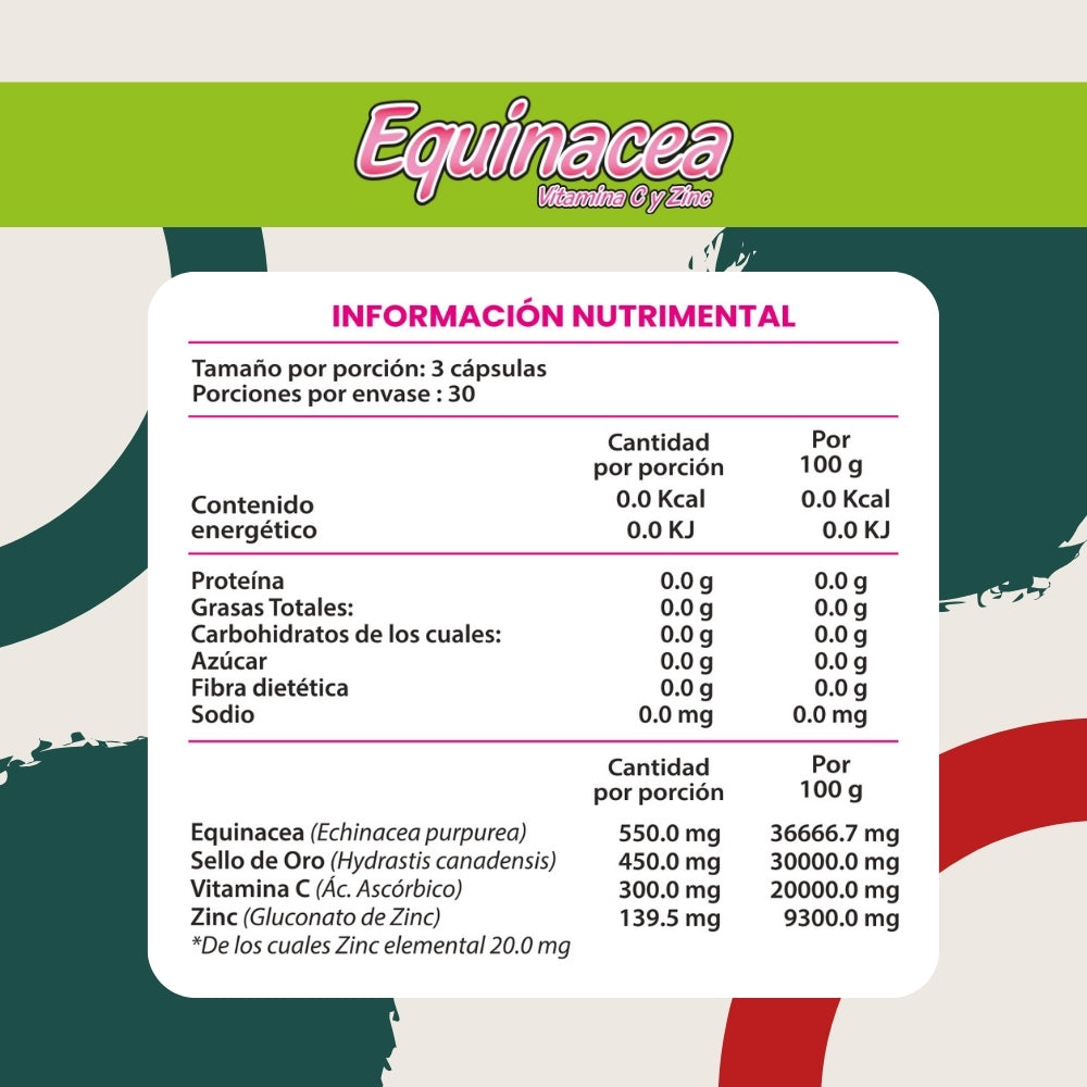 Equinácea, Sello de Oro - 90 Cápsulas de 500 mg