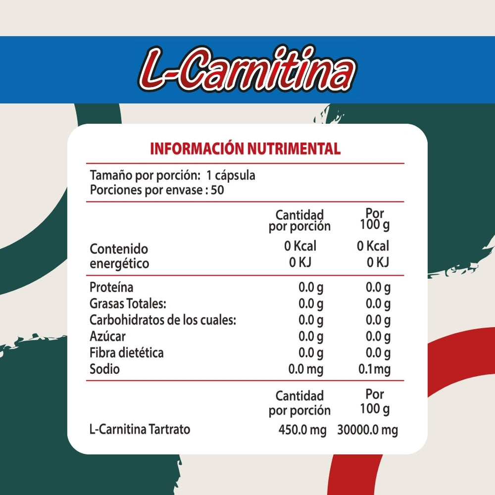 L-Carnitina Plus - 50 cápsulas de 500 mg