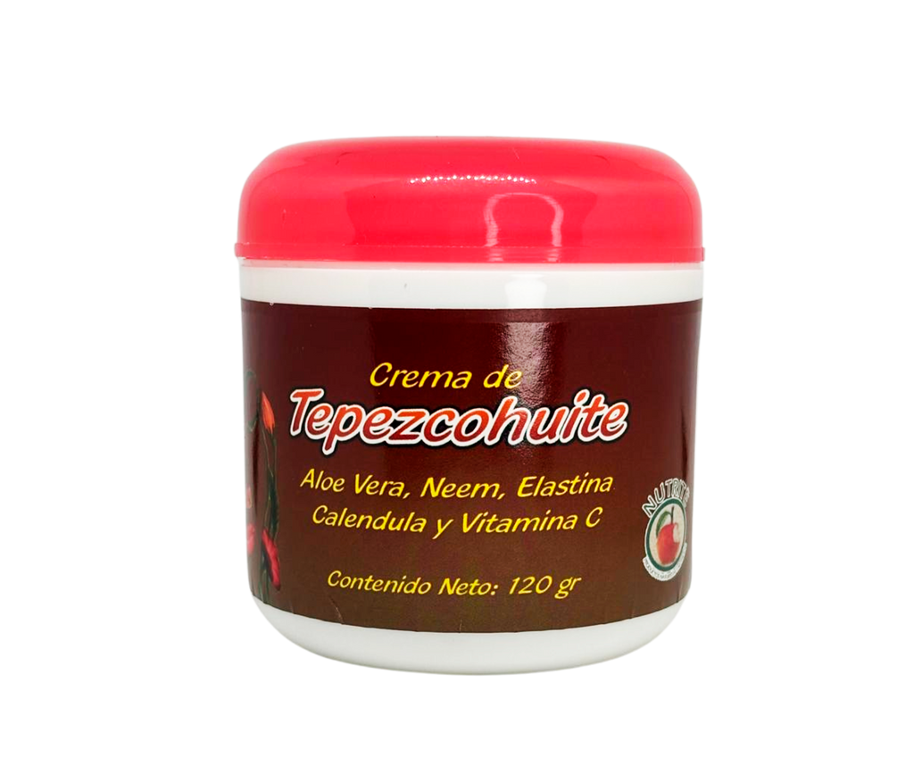 Crema con Tepezcohuite, Caléndula, Aloe Vera, Neem, Elastina, Vitamina C y FPS 15 - 120 gr
