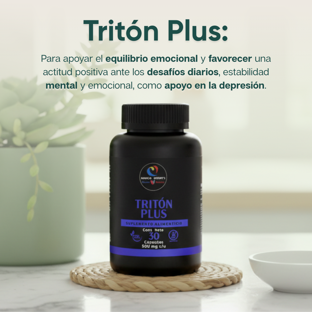 Tritón Plus- Ashwagandha, Azafrán, Grifonia, Rhodiola - 30 Cápsulas de 500 mg